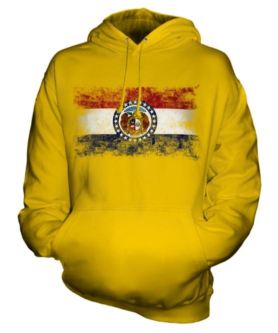 Missouri State Distressed Flag Unisex Adult Hoodie