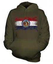 Missouri State Distressed Flag Unisex Adult Hoodie