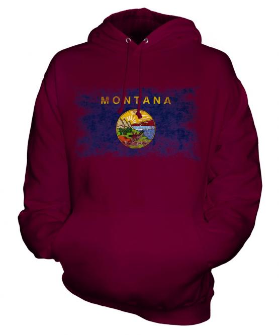 Montana State Distressed Flag Unisex Adult Hoodie