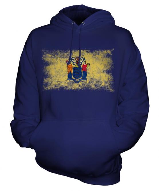 New Jersey State Distressed Flag Unisex Adult Hoodie