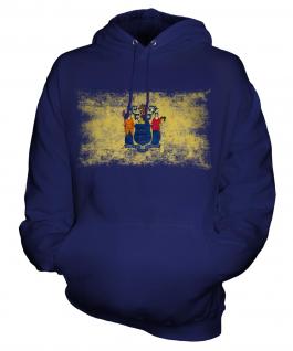 New Jersey State Distressed Flag Unisex Adult Hoodie