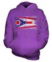 Ohio State Distressed Flag Unisex Adult Hoodie