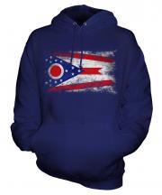 Ohio State Distressed Flag Unisex Adult Hoodie
