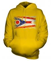 Ohio State Distressed Flag Unisex Adult Hoodie