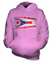 Ohio State Distressed Flag Unisex Adult Hoodie