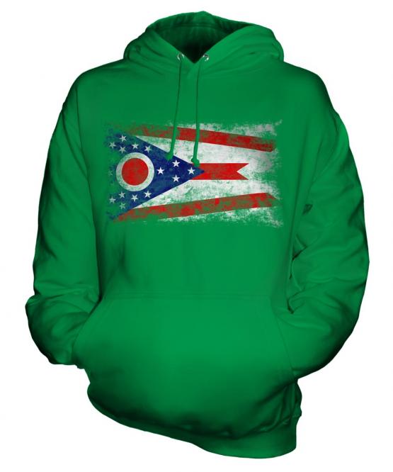 Ohio State Distressed Flag Unisex Adult Hoodie