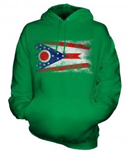 Ohio State Distressed Flag Unisex Adult Hoodie