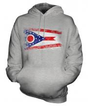 Ohio State Distressed Flag Unisex Adult Hoodie