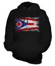 Ohio State Distressed Flag Unisex Adult Hoodie