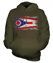 Ohio State Distressed Flag Unisex Adult Hoodie