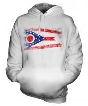 Ohio State Distressed Flag Unisex Adult Hoodie