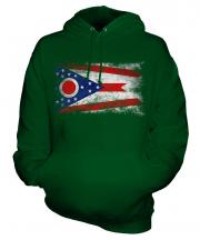 Ohio State Distressed Flag Unisex Adult Hoodie