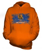Oklahoma State Distressed Flag Unisex Adult Hoodie