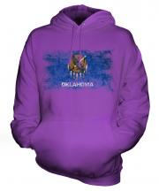 Oklahoma State Distressed Flag Unisex Adult Hoodie