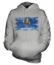 Oklahoma State Distressed Flag Unisex Adult Hoodie