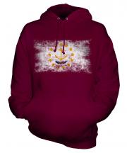 Rhode Island State Distressed Flag Unisex Adult Hoodie