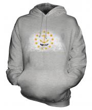 Rhode Island State Distressed Flag Unisex Adult Hoodie