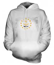 Rhode Island State Distressed Flag Unisex Adult Hoodie