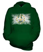 Rhode Island State Distressed Flag Unisex Adult Hoodie