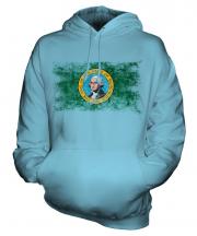 Washington State Distressed Flag Unisex Adult Hoodie
