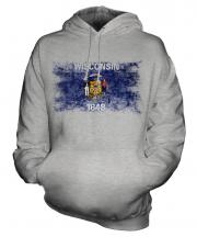 Wisconsin State Distressed Flag Unisex Adult Hoodie