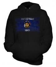 Wisconsin State Distressed Flag Unisex Adult Hoodie