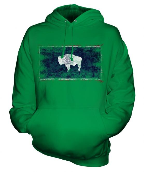 Wyoming State Distressed Flag Unisex Adult Hoodie