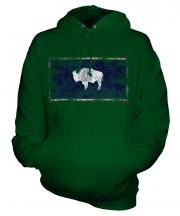 Wyoming State Distressed Flag Unisex Adult Hoodie