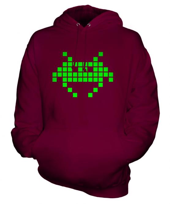 Neon Space Invader Unisex Adult Hoodie